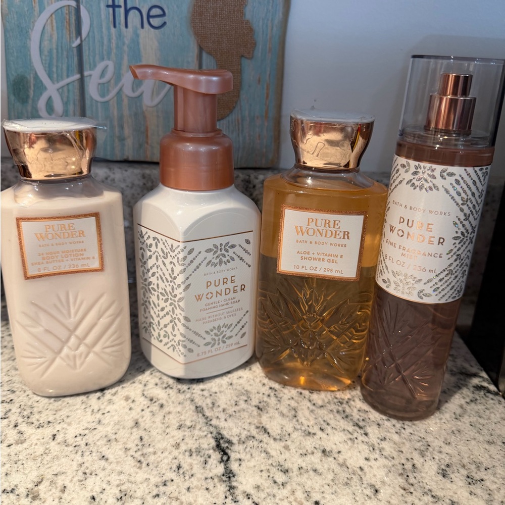 5 piece set Bath & Body Works Pure Wonder Bath & Body Set LOOK AT ALL PICTURES
